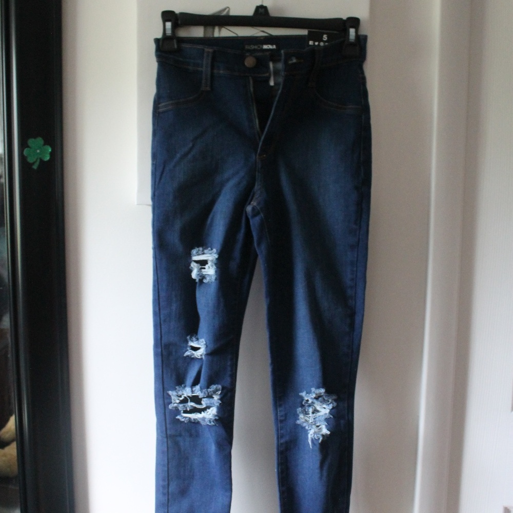 Fashion Nova: High-Waist Ripped Denim Jeans